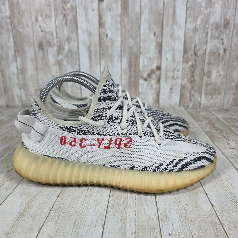 Adidas Yeezy Boost 350 V2 Zebra White Black‎ Red Sneakers Mens Size 6